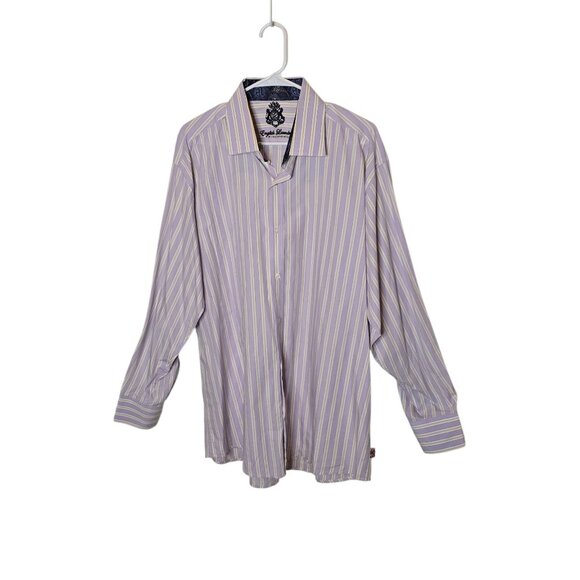 English Laundry Men's Shirt By Christopher Wicks Purple Stripped 17.5  34/35 - Picture 5 of 10